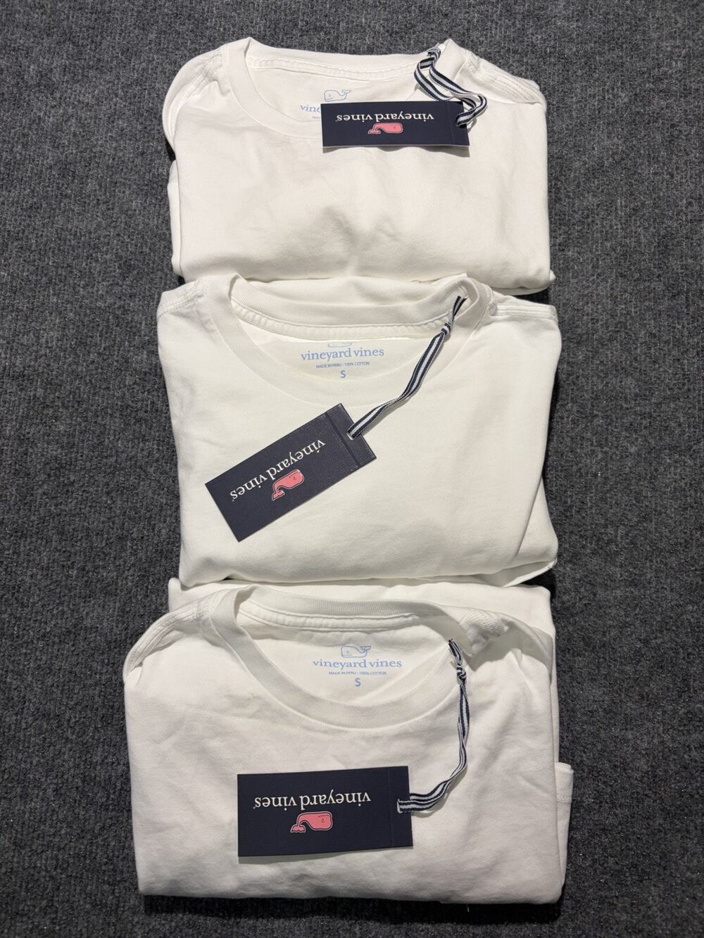 Lot of 3 Vineyard Vines Short Sleeve White Pocket T-Shirts Mens Size Small New